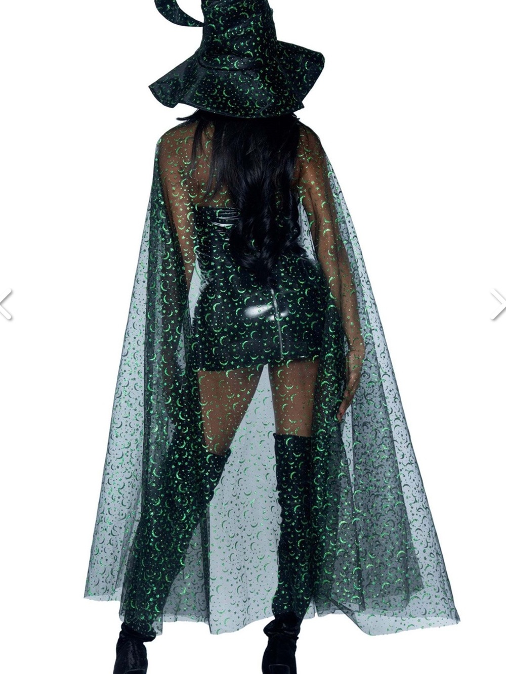 Sparkling Green Witch Costume Cape & Hat Set -Leg Avenue